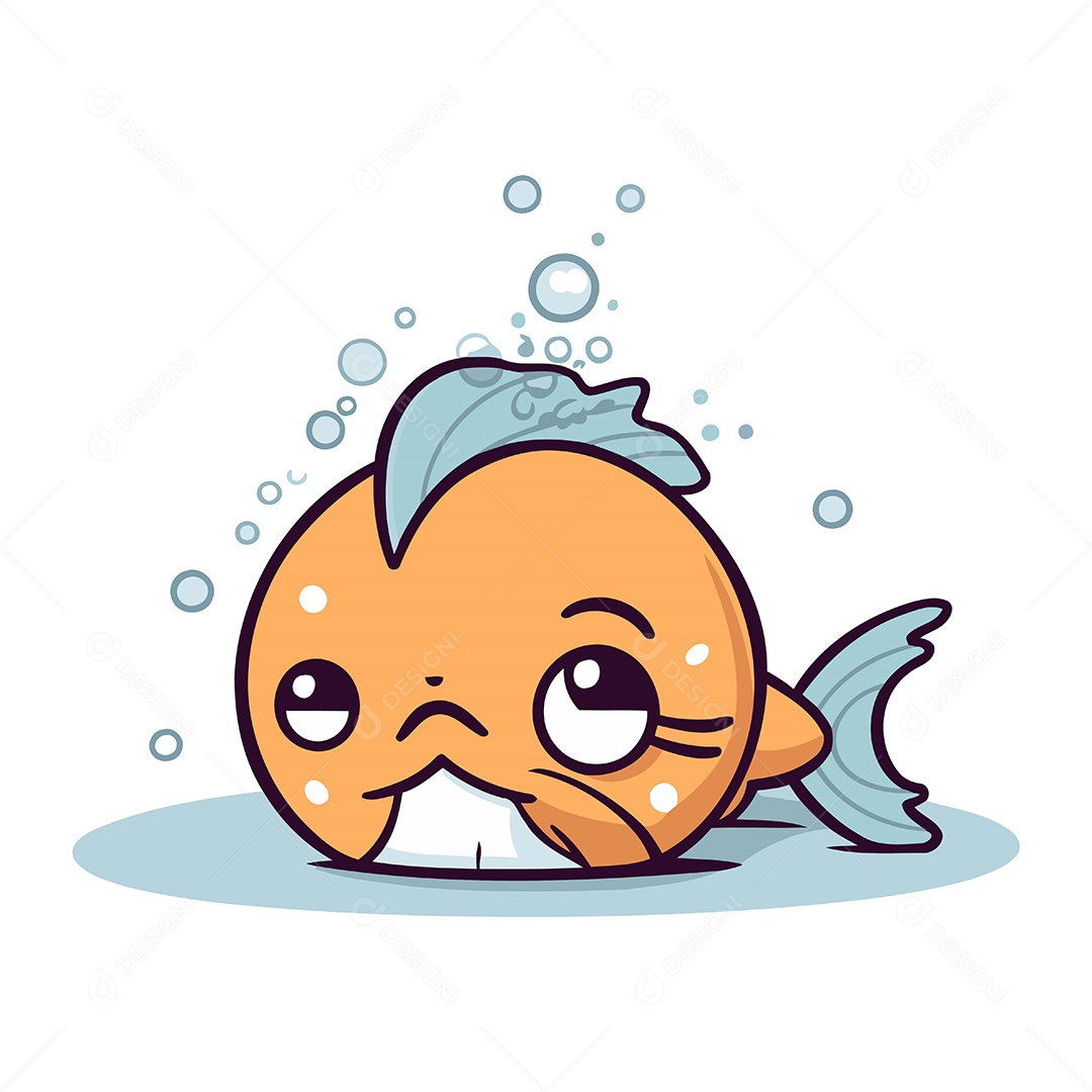 Peixe Fofo de Desenho Animado Ilustração Vetor EPS