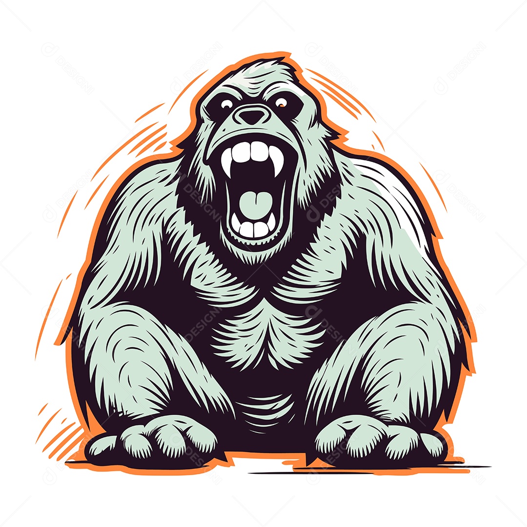 Gorila de Desenho Animado Ilustração Vetor EPS