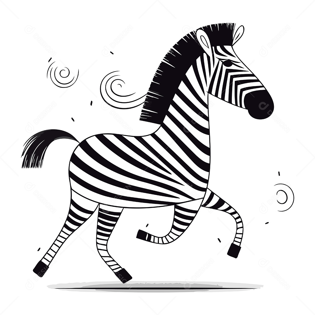 Zebra de Desenho Animado Ilustração Vetor EPS