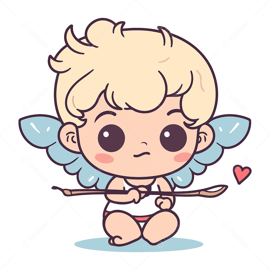 Cupido Fofo com Arco e Flecha Ilustração Vetor EPS