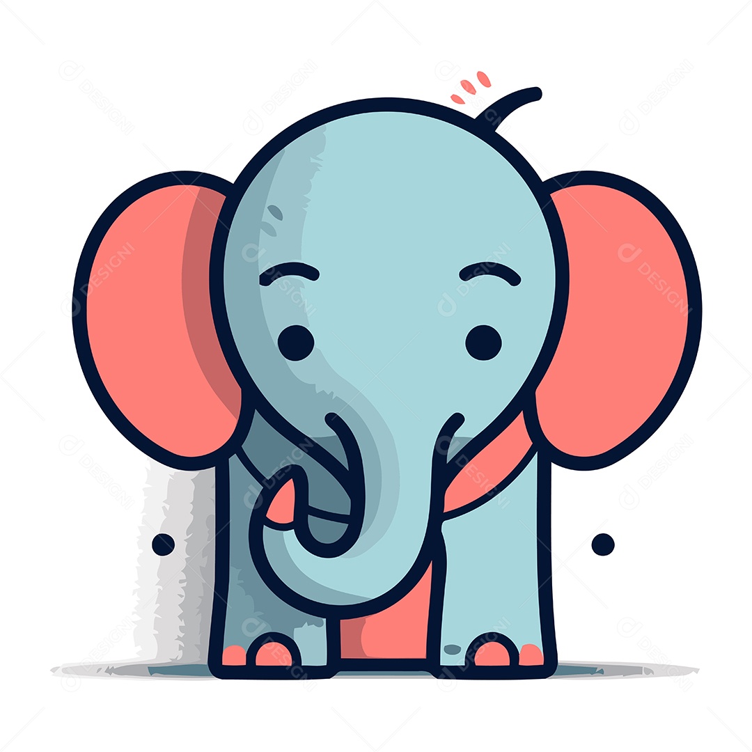Elefante Fofo de Desenho Animado Ilustração Vetor EPS