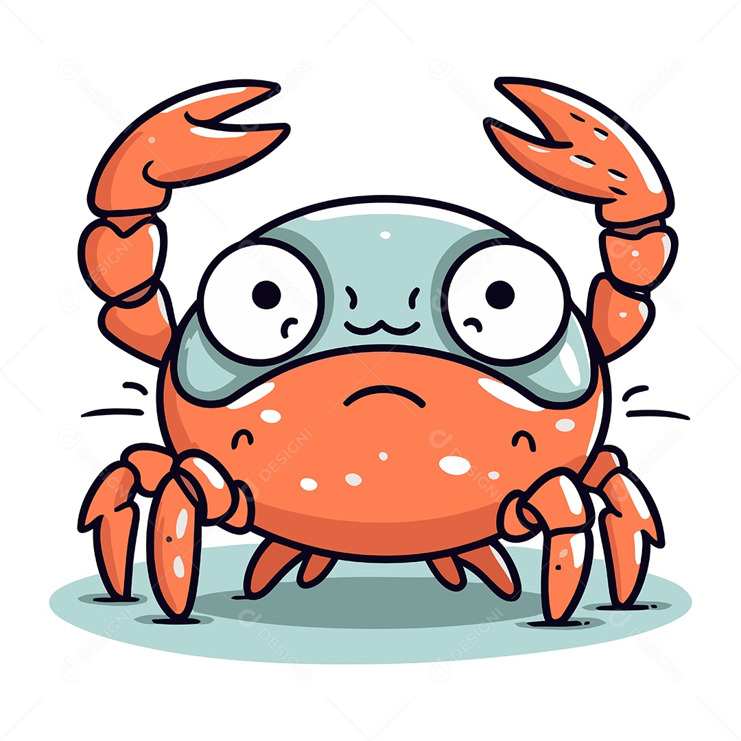 Caranguejo Fofo de Desenho Animado Ilustração Vetor EPS