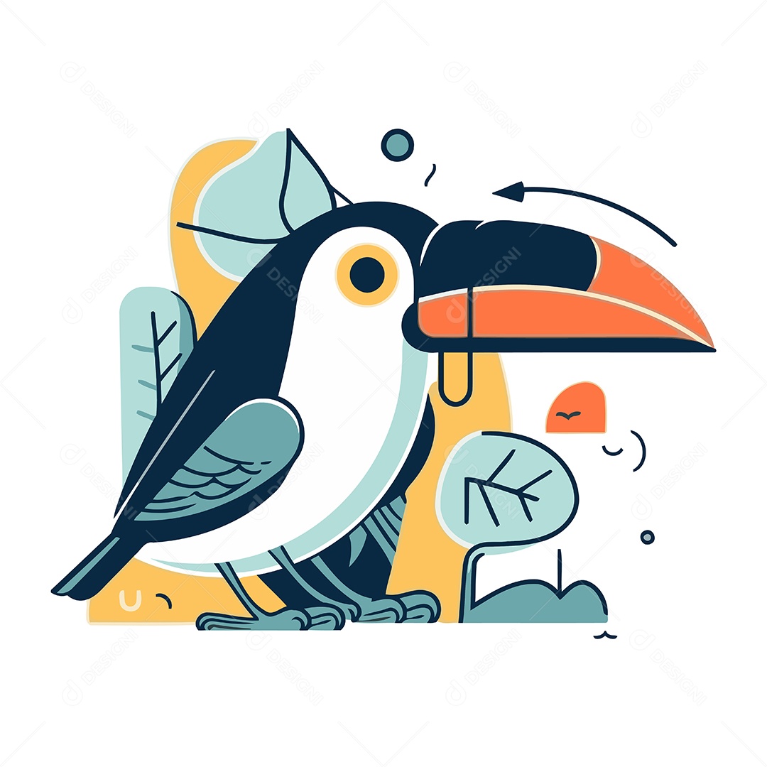 Tucano de Desenho Animado Ilustração Vetor EPS