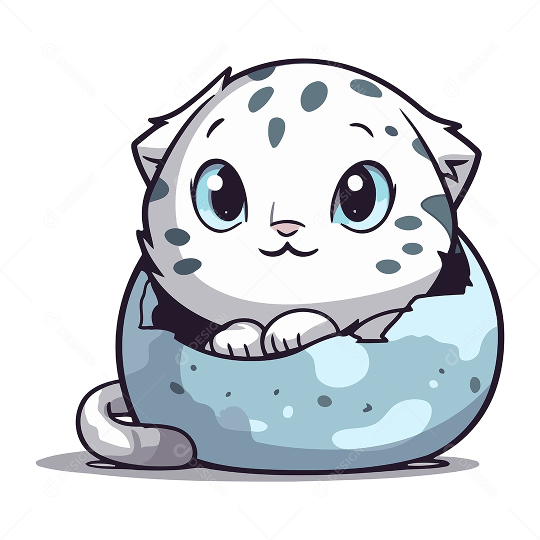 Gato Dentro do Ovo Desenho Animado Ilustração Vetor EPS