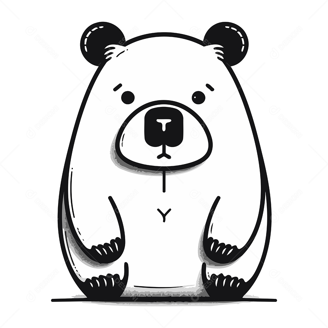 Urso Fofo de Desenho Animado Ilustração Vetor EPS