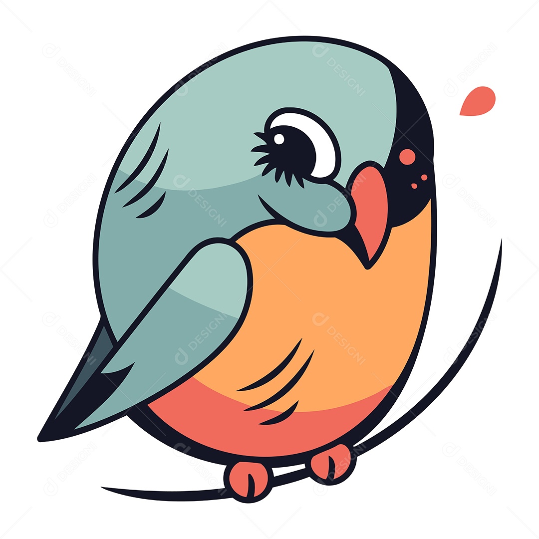 Passarinho Fofo de Desenho Animado Ilustração Vetor EPS