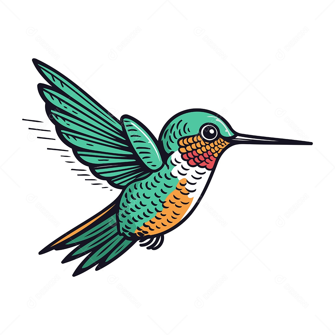 Beija Flor de Desenho Animado Ilustração Vetor EPS