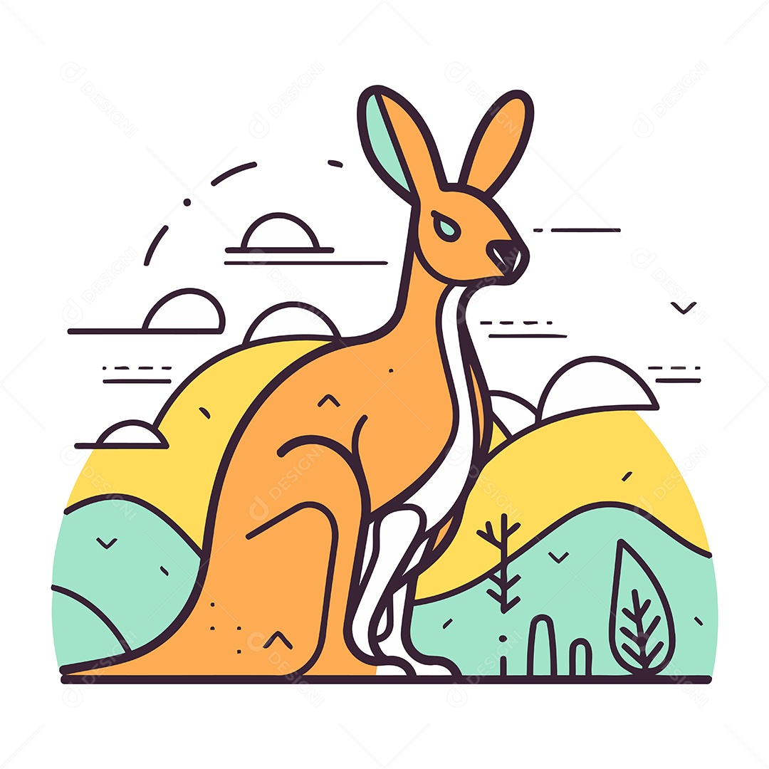 Canguru de Desenho Animado Ilustração Vetor EPS
