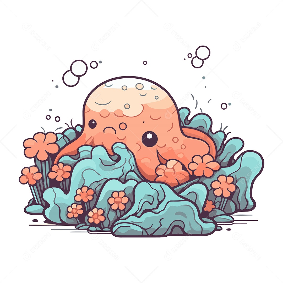 Polvo de Desenho Animado Ilustração Vetor EPS