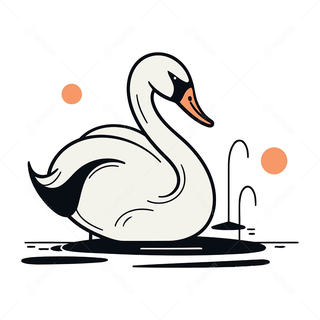 Cisne de Desenho Animado Ilustração Vetor EPS