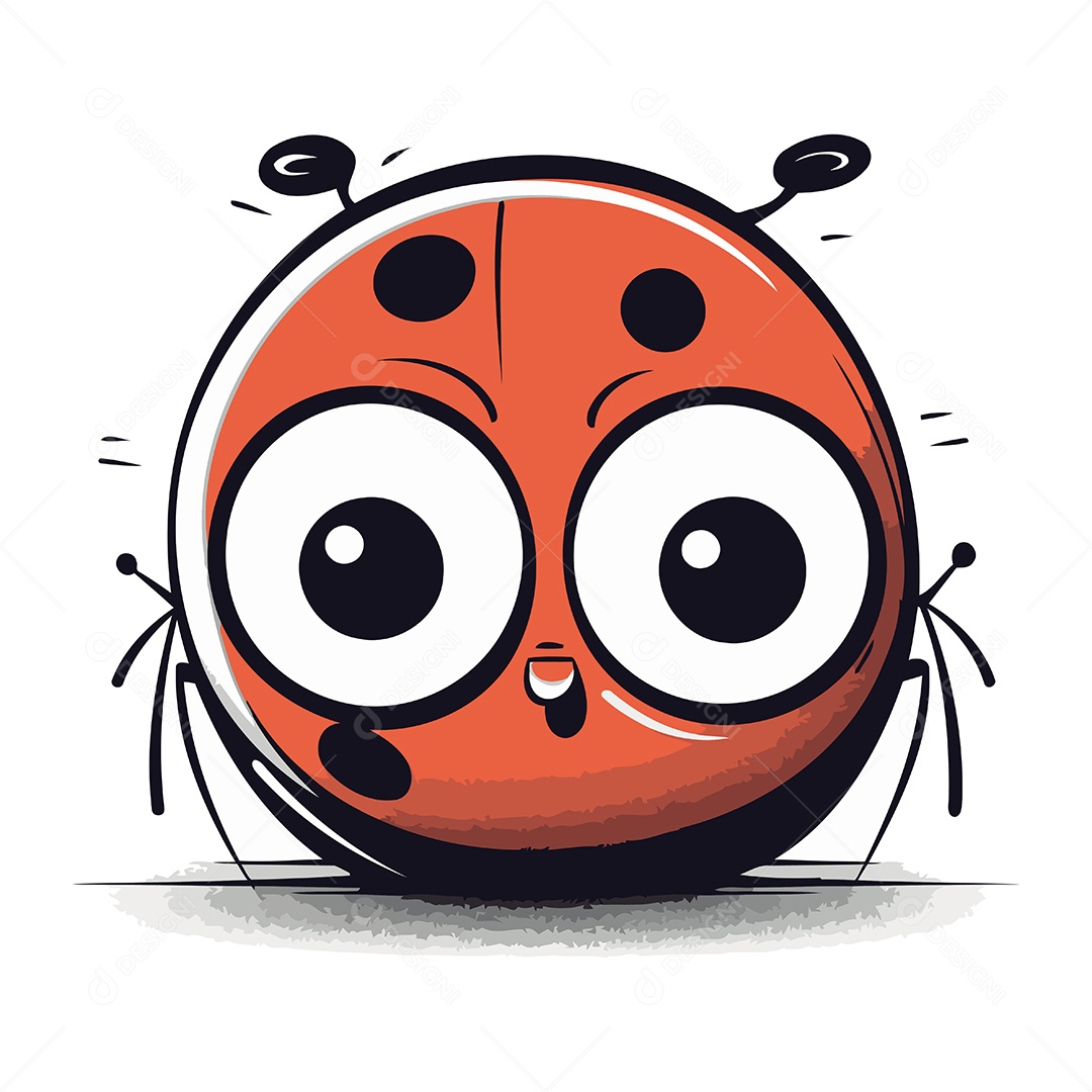 Joaninha Fofa de Desenho Animado Ilustração Vetor EPS