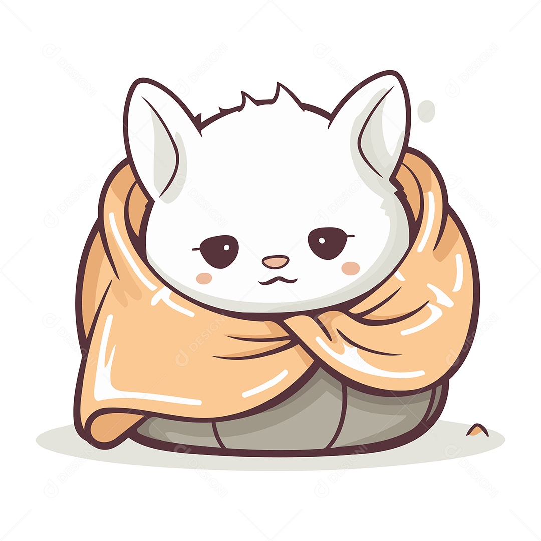 Filhote de Coelho Fofo Desenho Animado Ilustração Vetor EPS