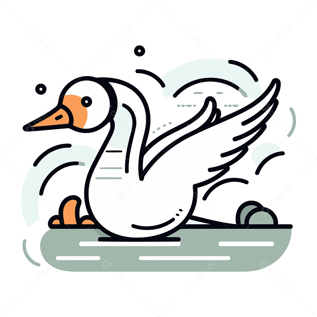 Ganso de Desenho Animado Ilustração Vetor EPS