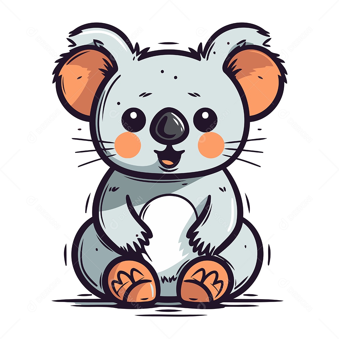 Coala Fofo de Desenho Animado Ilustração Vetor EPS