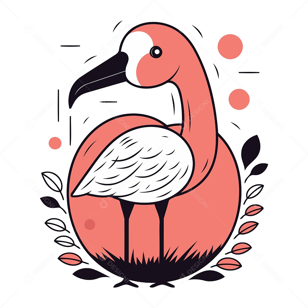 Flamingo de Desenho Animado Ilustração Vetor EPS