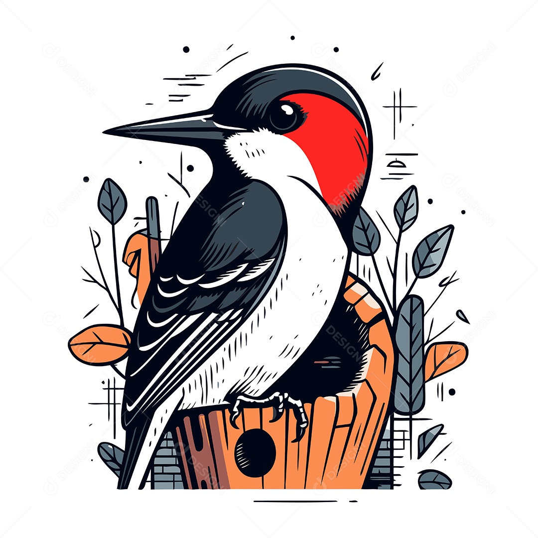 Pica Pau de Desenho Animado Ilustração Vetor EPS