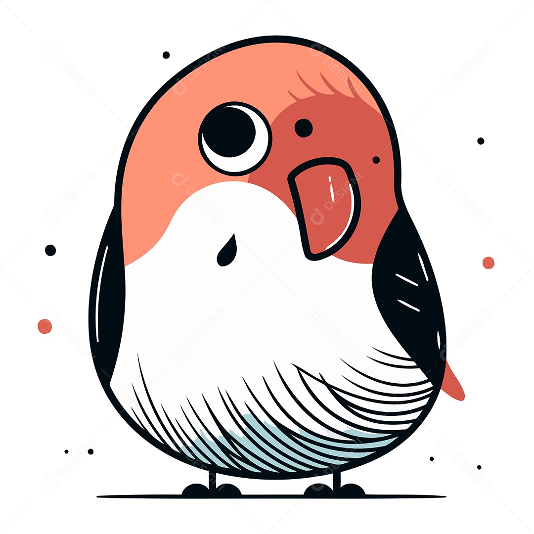 Passarinho Fofo de Desenho Animado Ilustração Vetor EPS