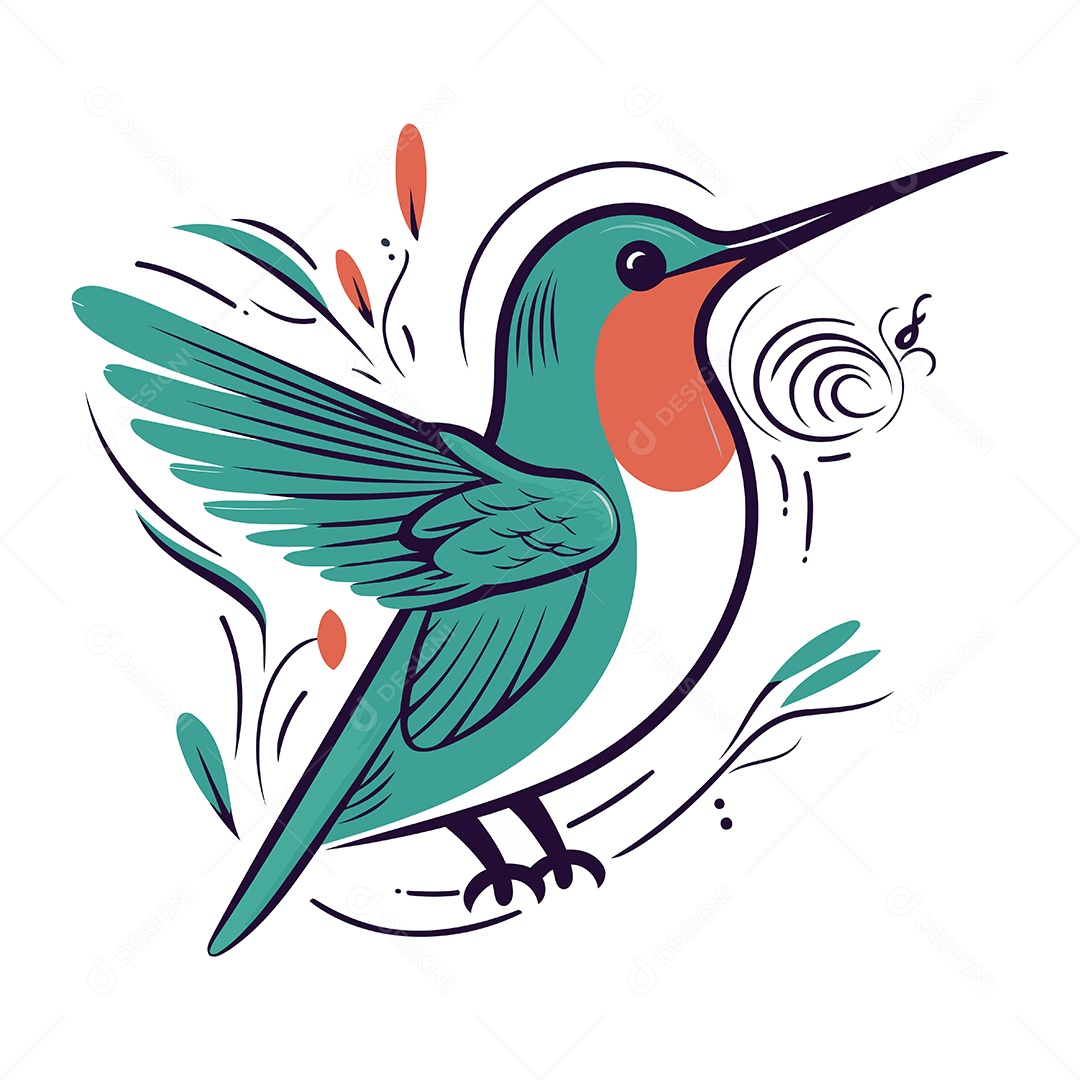 Beija Flor de Desenho Animado Ilustração Vetor EPS