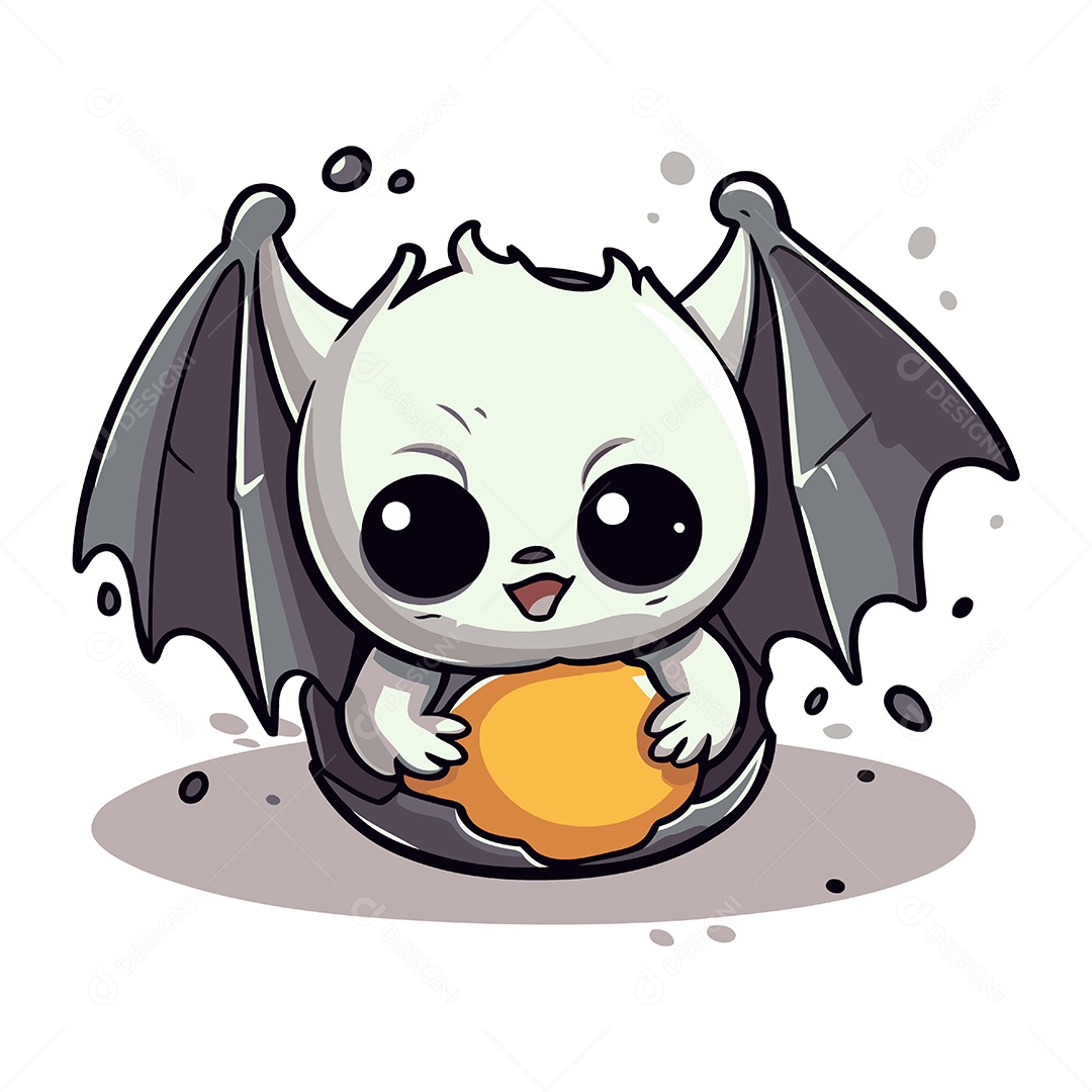 Morcego Fofo Segurando uma Bola Ilustração Vetor EPS