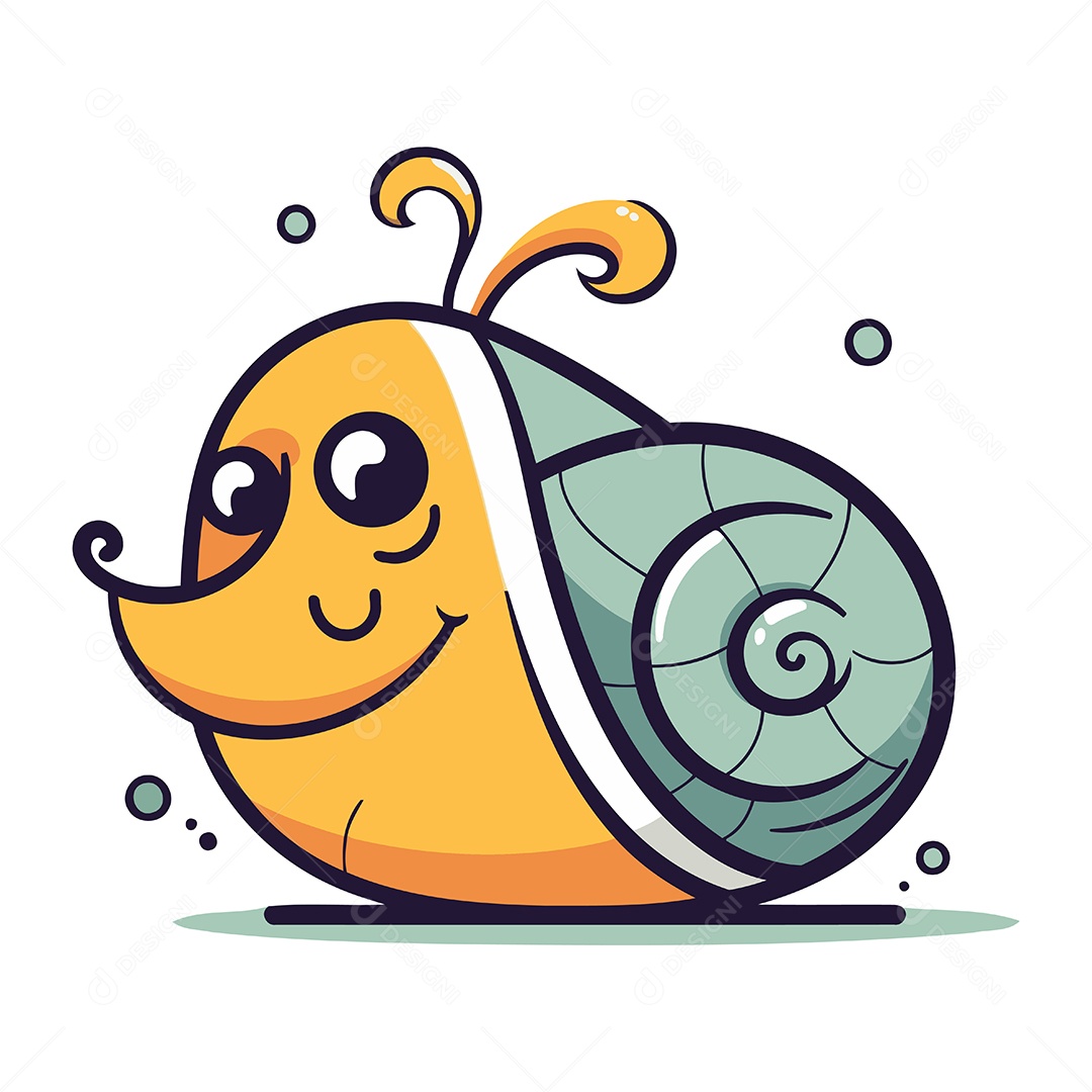 Caracol Fofo de Desenho Animado Ilustração Vetor EPS