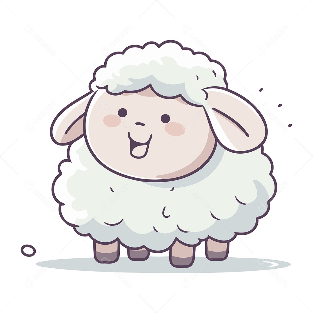 Ovelha Fofa de Desenho Animado Ilustração Vetor EPS