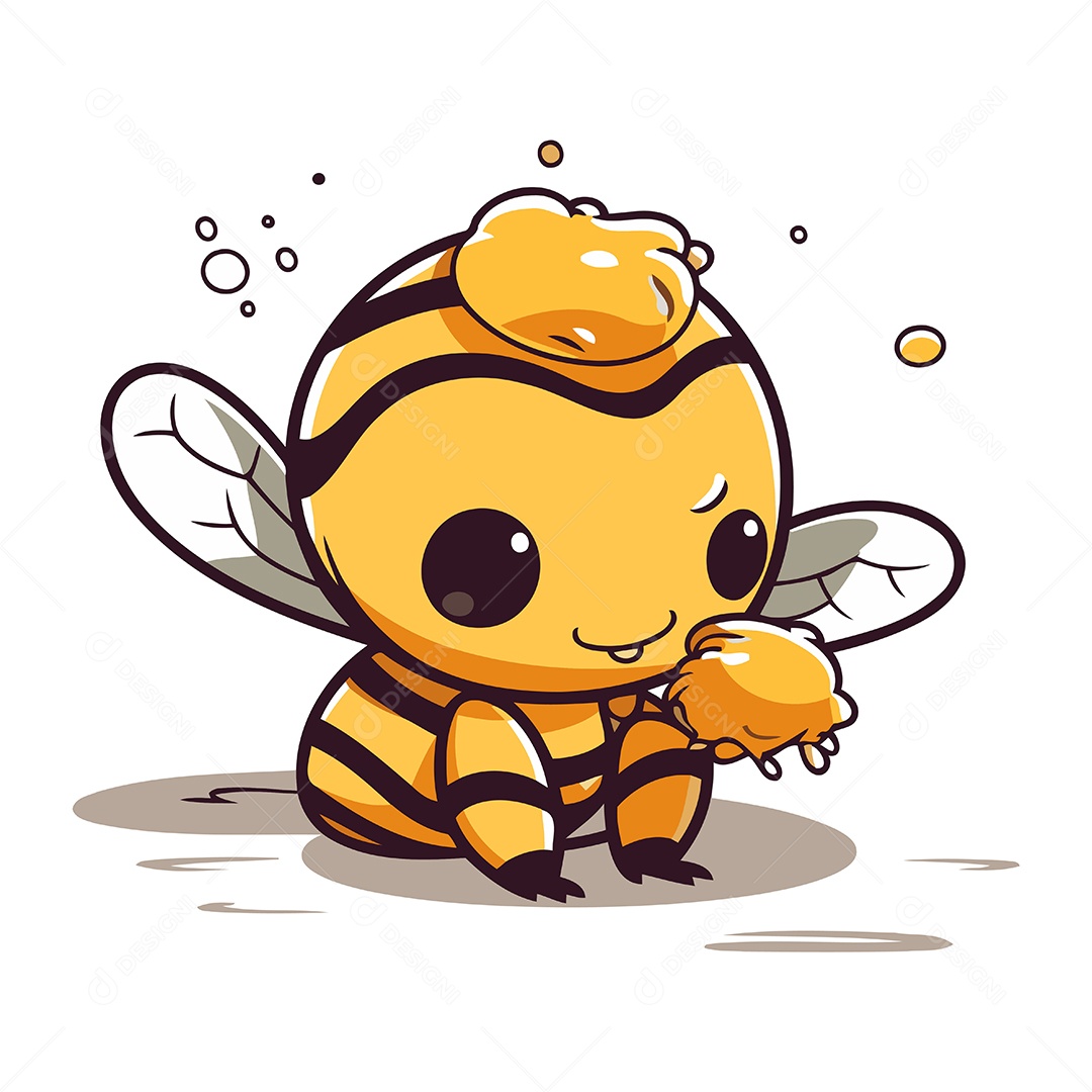 Abelha Fofa Segurando Mel Ilustração Vetor EPS