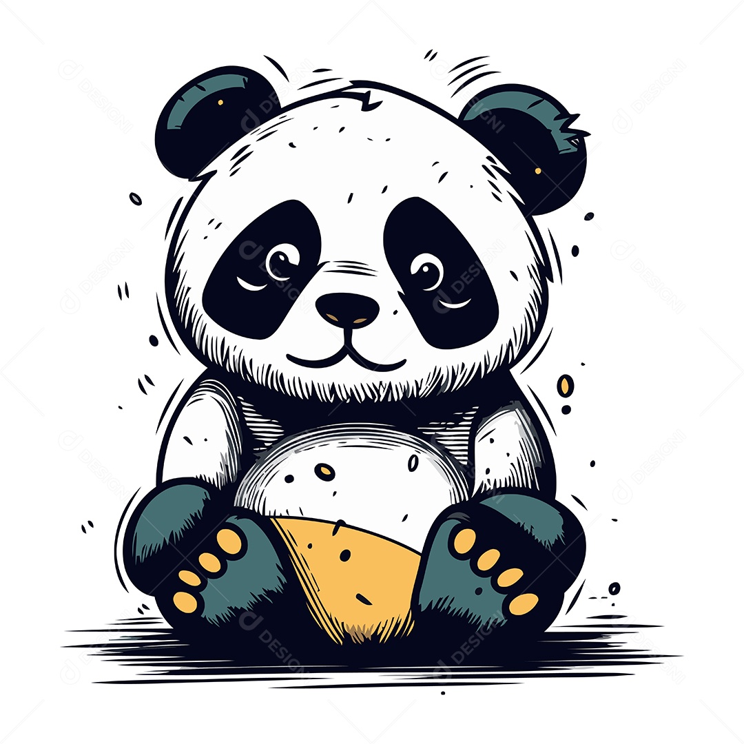 Urso Panda Fofo de Desenho Animado Ilustração Vetor EPS