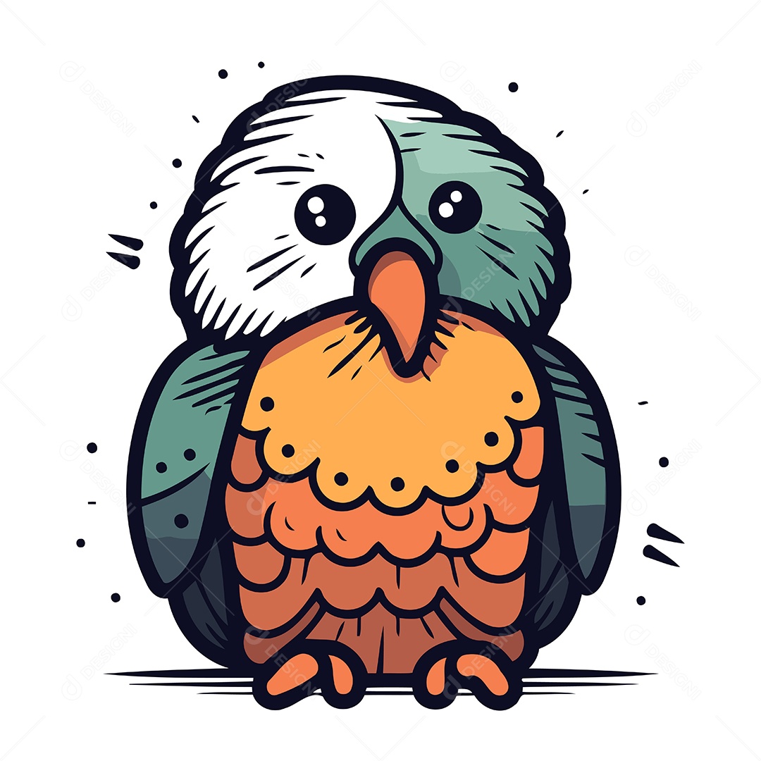 Coruja de Desenho Animado Fofa Ilustração Vetor EPS