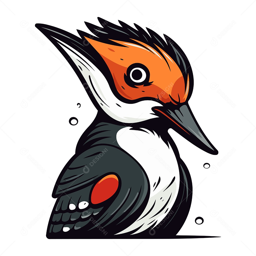 Mergulhão de Crista Desenho Animado Ilustração Vetor EPS