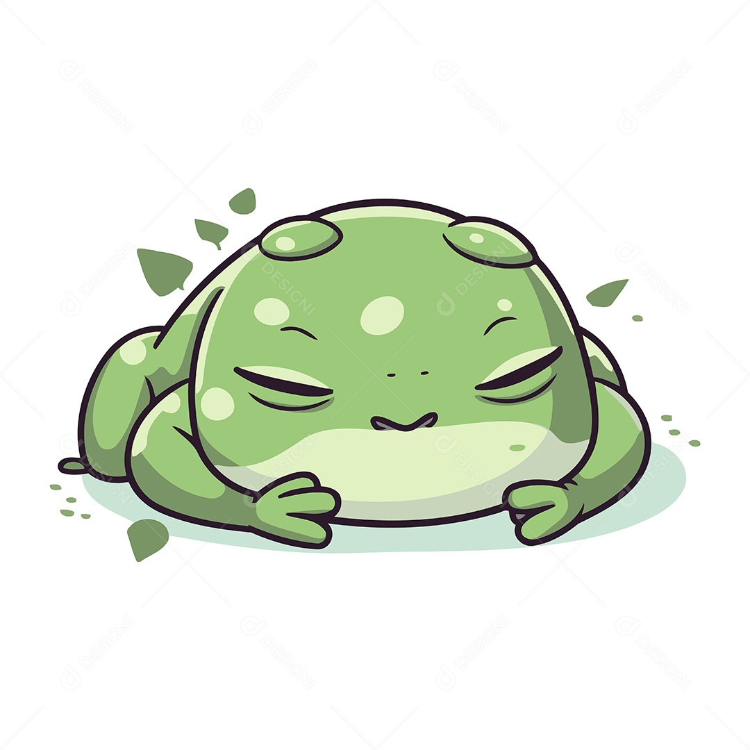 Sapo Fofo Dormindo Desenho Animado Ilustração Vetor EPS