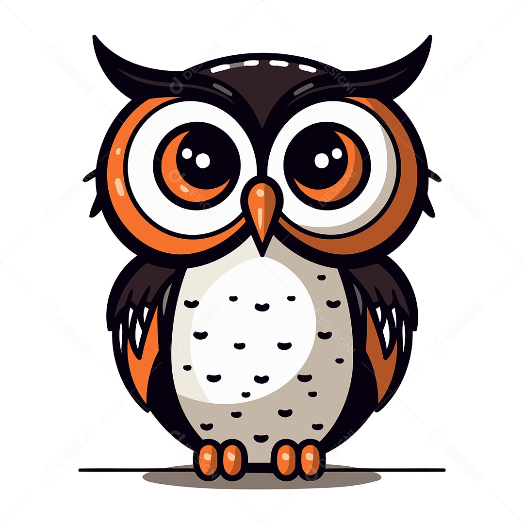 Coruja Fofa de Desenho Animado Ilustração Vetor EPS