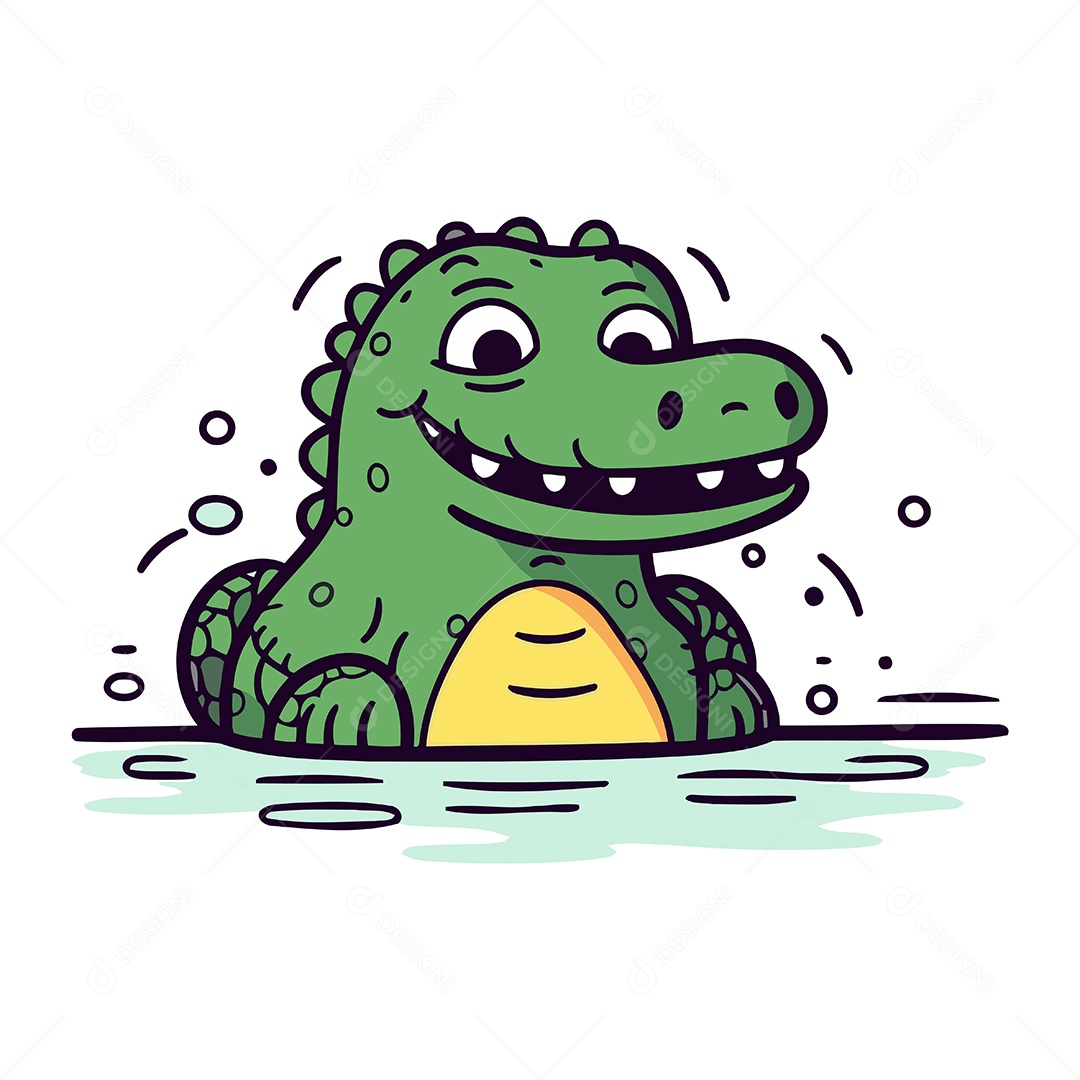 Crocodilo Fofo de Desenho Animado Ilustração Vetor EPS