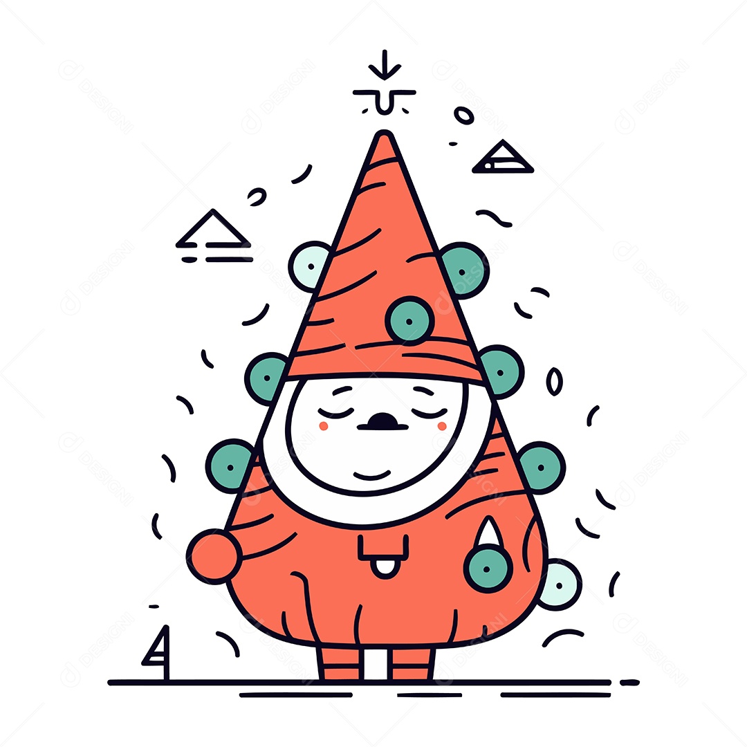 Gnomo de Natal Fofo Desenho Animado Ilustração Vetor EPS