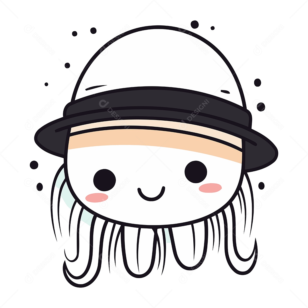 Água Viva Fofa Desenho Animado Ilustração Vetor EPS