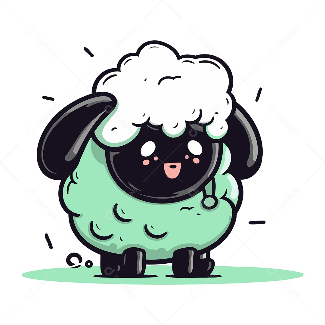 Ovelha Fofa de Desenho Animado Ilustração Vetor EPS