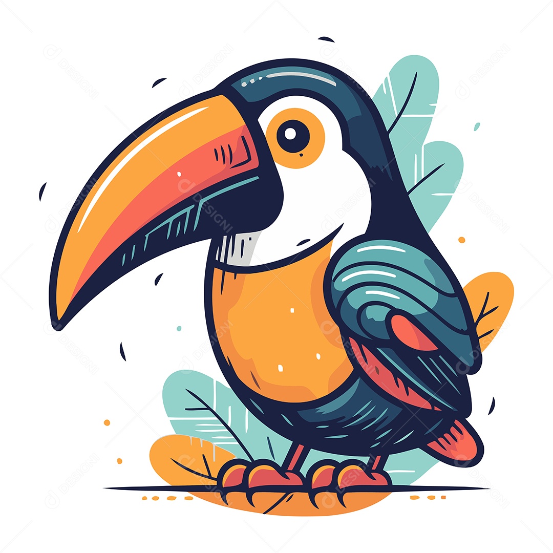 Tucano de Desenho Animado Ilustração Vetor EPS