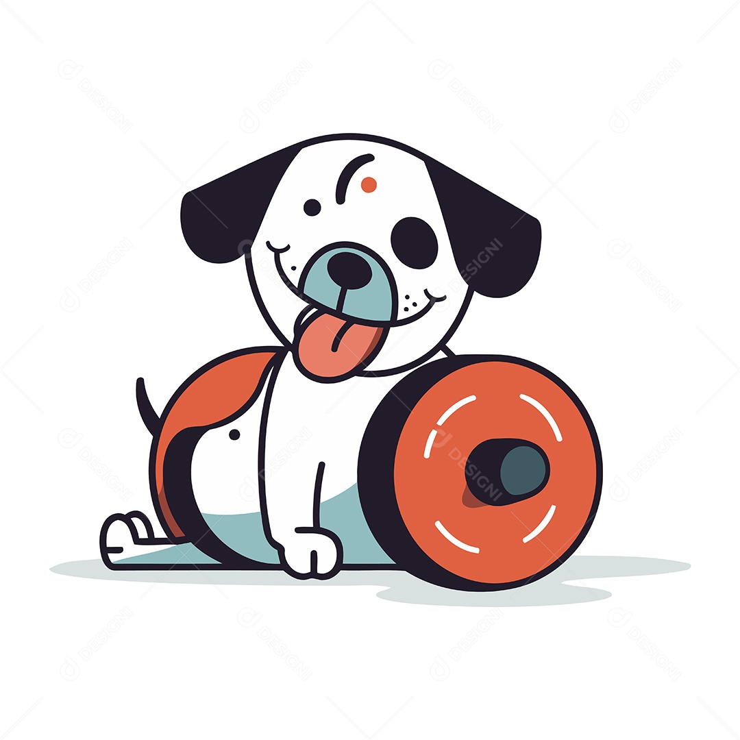 Cachorro Fofo com Haltere Grande Ilustração Vetor EPS
