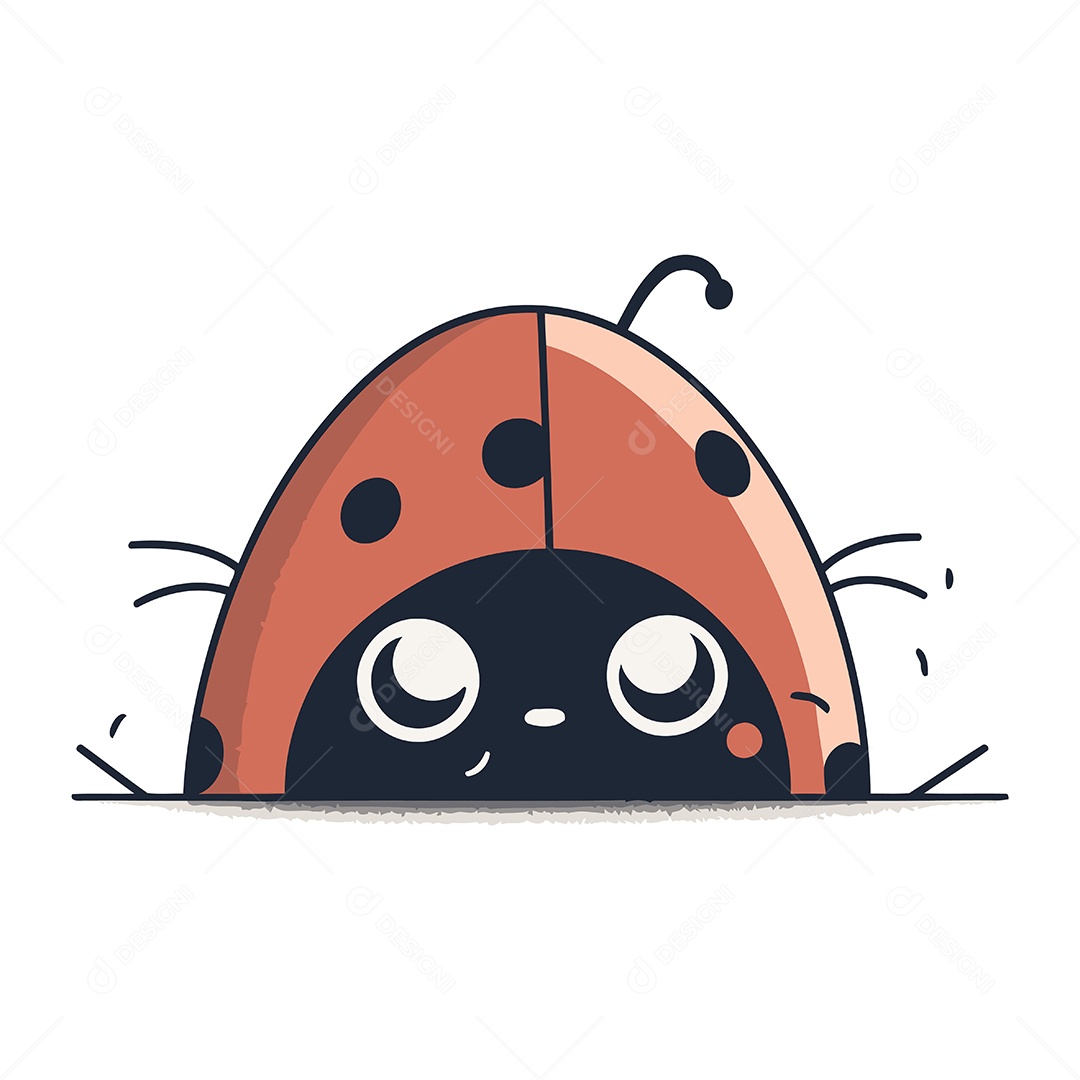 Joaninha Fofa de Desenho Animado Ilustração Vetor EPS