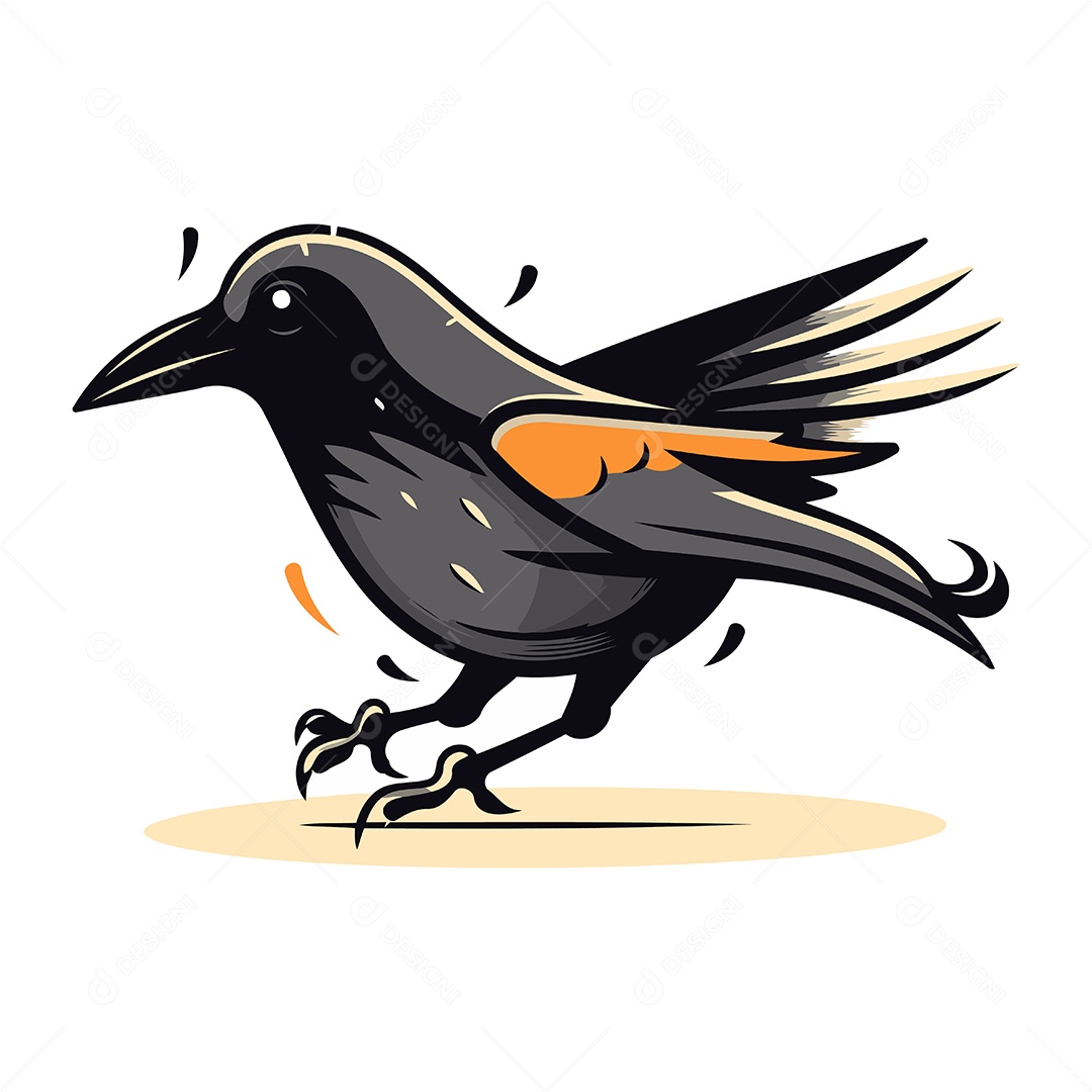 Corvo de Desenho Animado Ilustração Vetor EPS