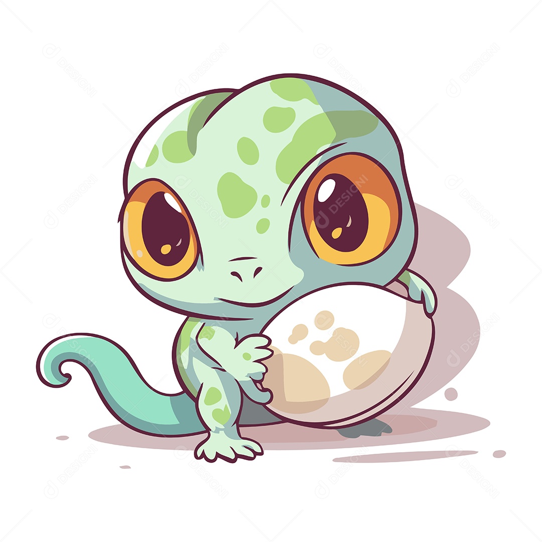 Lagarto Segurando um Ovo Ilustração Vetor EPS