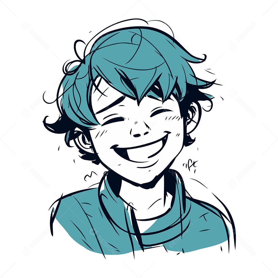 Menino Sorridente de Desenho Animado Ilustração Vetor EPS