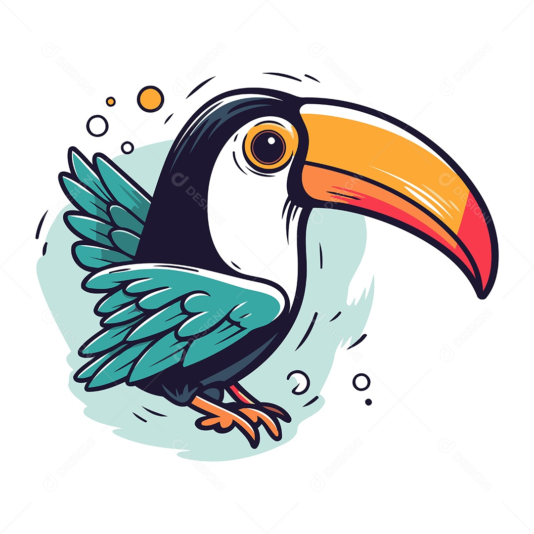 Tucano de Desenho Animado Ilustração Vetor EPS