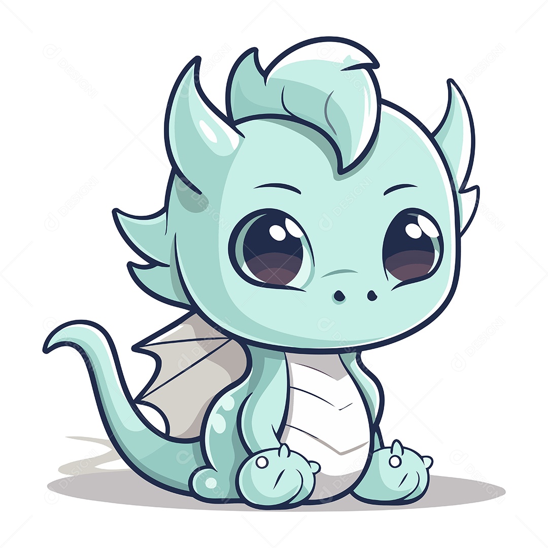 Dragão Engraçado Desenho Animado Ilustração Vetor EPS