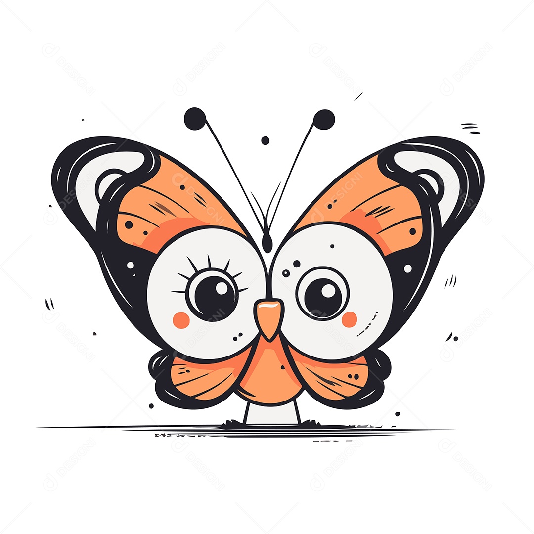 Borboleta de Desenho Animado Ilustração Vetor EPS