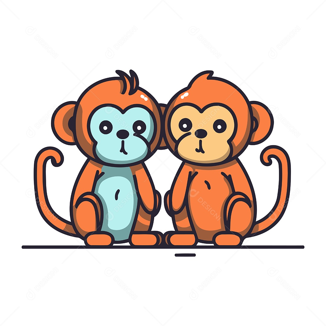 Macacos de Desenho Animado Ilustração Vetor EPS