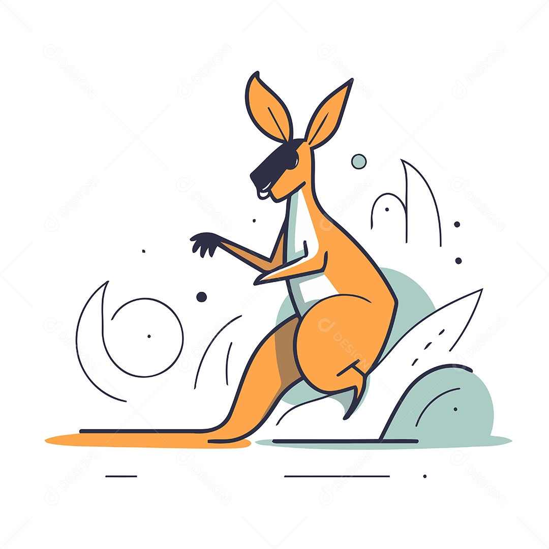 Canguru de Desenho Animado Ilustração Vetor EPS
