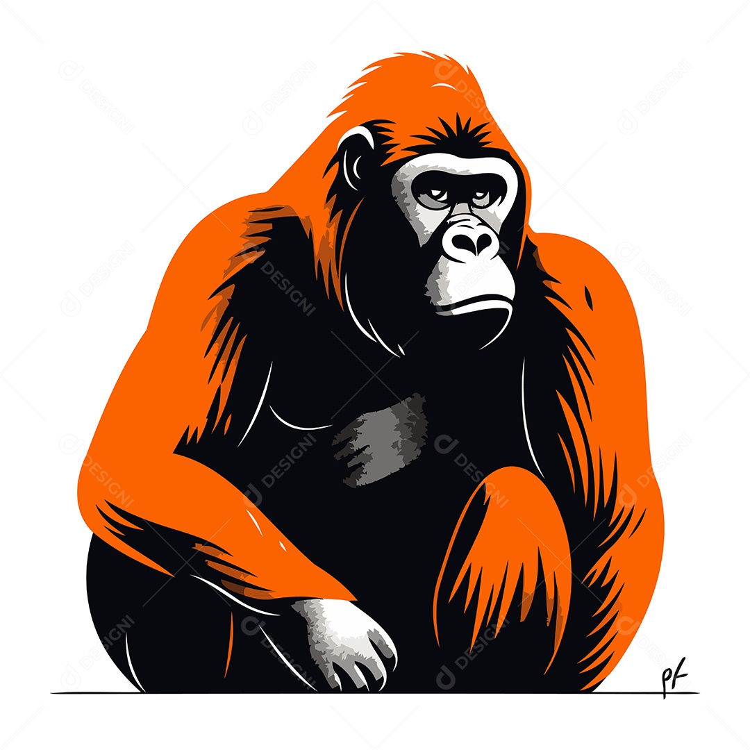 Gorila de Desenho Animado Ilustração Vetor EPS