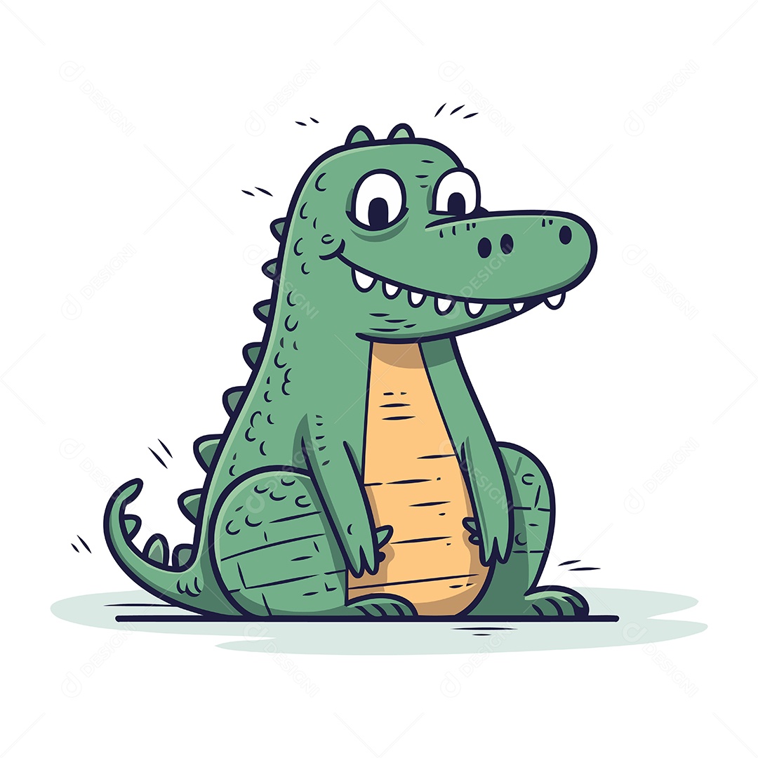 Crocodilo Fofo de Desenho Animado Ilustração Vetor EPS