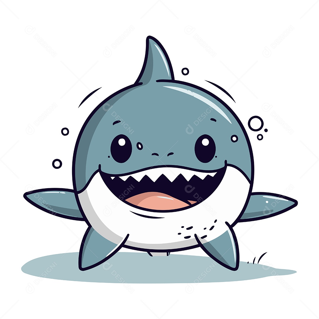 Tubarão de Desenho Animado Ilustração Vetor EPS