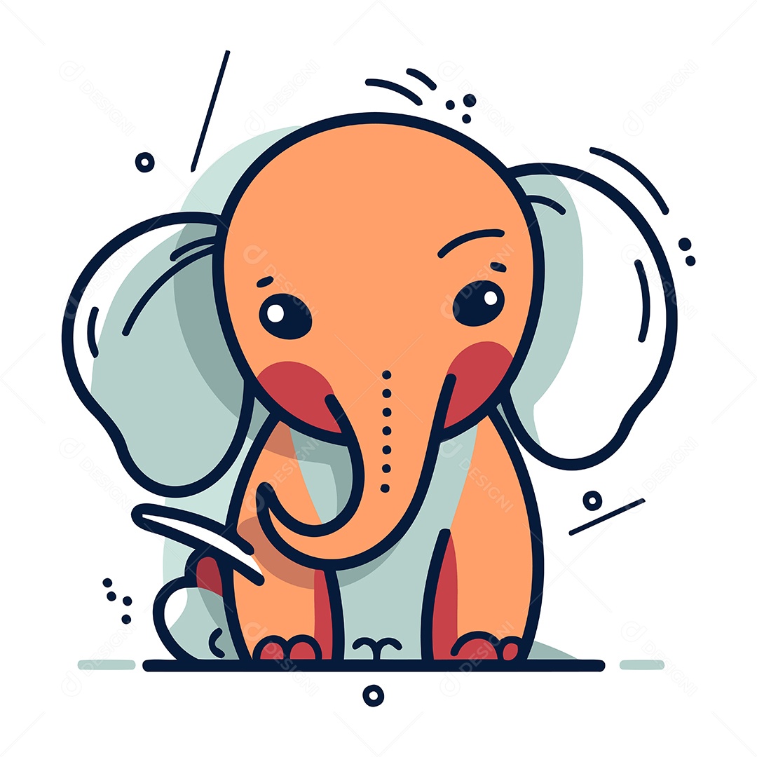 Elefante de Desenho Animado Ilustração Vetor EPS